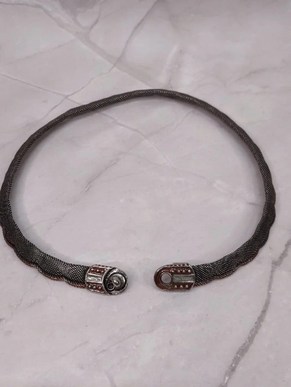 So Rachel By Longaberger Gunmetal/Copper Mesh Collar Necklace